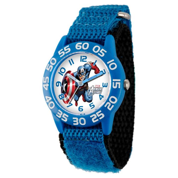 Disney Boys' Marvel Captain America Plastic Watch - Blue