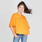 Girls' Woven Eyelet Top - Cat & Jack Orange Xs, Girl's, Yellow