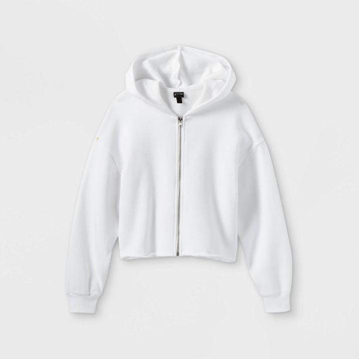 Girls' Boxy Zip-up Hoodie - Art Class White