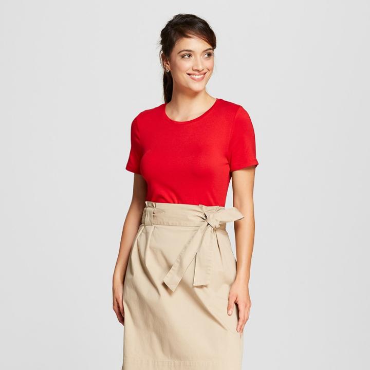 Women's Fitted Short Sleeve Crew T-shirt - A New Day Red