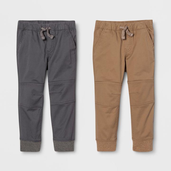 Toddler Boys' Jogger Fit 2pk Pull-on Pants - Cat & Jack Brown/gray