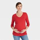 Long Sleeve Scoop Neck Maternity T-shirt - Isabel Maternity By Ingrid & Isabel Red