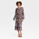 Women's Long Sleeve Smocked Dress - Knox Rose Navy Floral Xs, Blue Floral