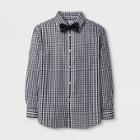 Wd·ny Black Boys' Long Sleeve Plaid Button-down Shirt With Bow Tie Black Xs - Wd.ny Black