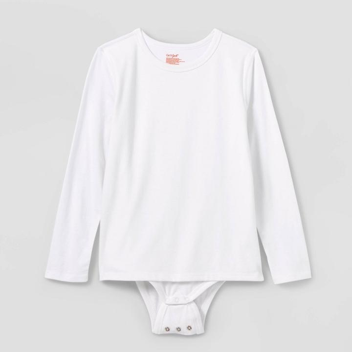 Kids' Adaptive Long Sleeve Bodysuit With Abdominal Access - Cat & Jack White
