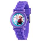 Girls' Disney Frozen Elsa And Anna Purple Plastic Time Teacher Watch - Purple
