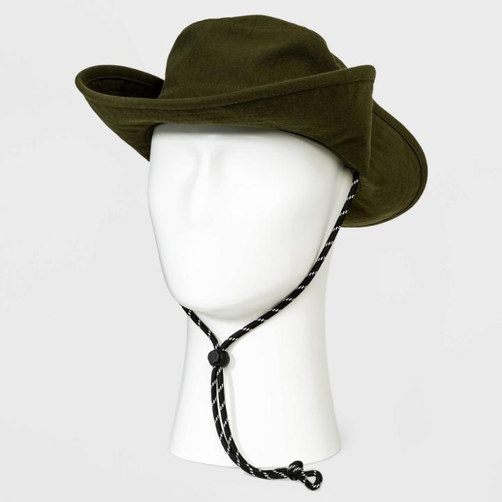 Tonal Cotton Blen Seersucker Hat - Goodfellow & Co Olive Green