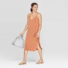 Target Women's Casual Fit Sleeveless V-neck Sandwash Midi Dress - A New Day Orange