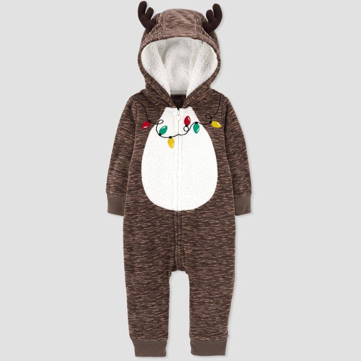 Baby Reindeer Lights Romper - Just One You Made By Carter's Brown Newborn