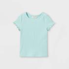 Toddler Girls' Solid Ribbed Short Sleeve T-shirt - Cat & Jack Mint