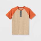 Boys' Baseball Henley Short Sleeve T-shirt - Cat & Jack Cream/orange