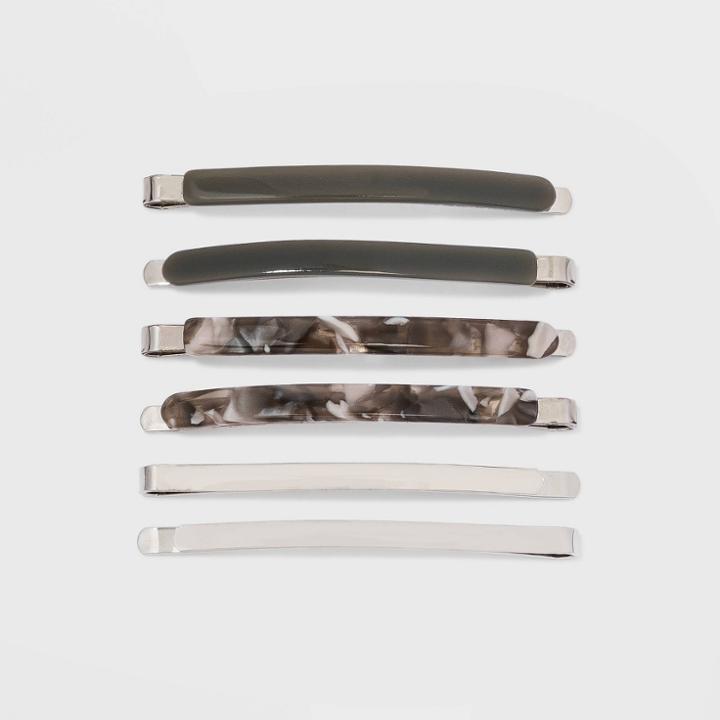 Metal And Lucite Bobby Pin Set 6pc - A New Day Gray