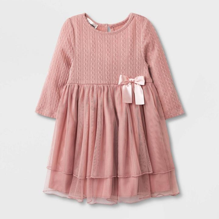 Mia & Mimi Toddler Girls' Rib Tulle Dress - Pink