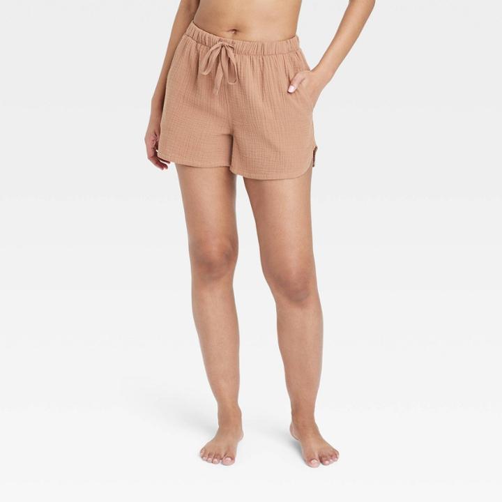 Women's Cotton Gauze Shorts - Stars Above Brown