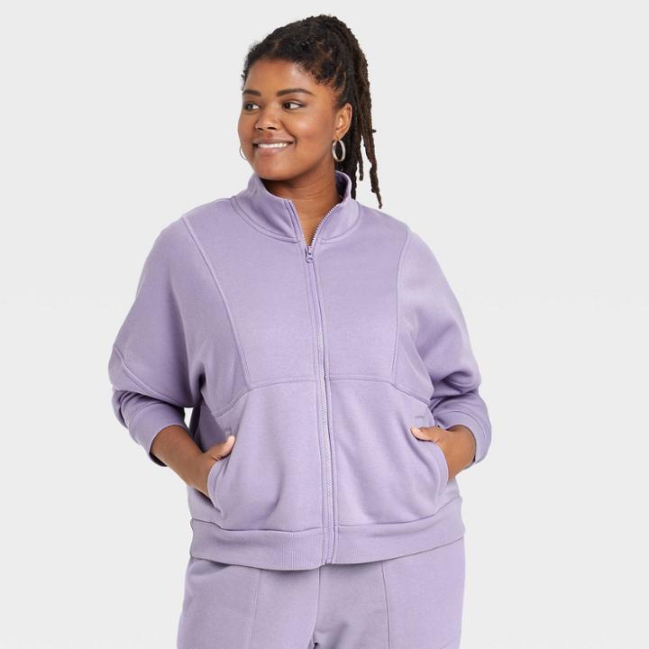 Women's Plus Size Zip-up Sweatshirt - Universal Thread Purple