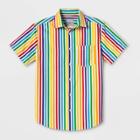 Trinity Collective Pride Gender Inclusive Adult Striped Rainbow Button-down Shirt - Xs, Adult Unisex, Multicolored White