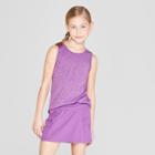 Girls' Mesh Pleat Performance Tank - C9 Champion Purple Heather