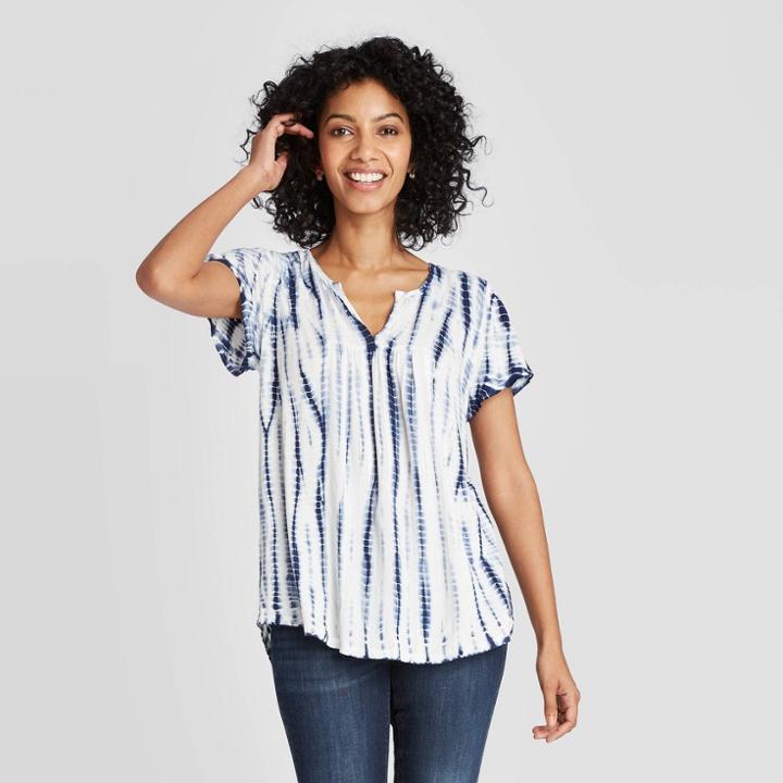 Women's Printed Short Sleeveblouse - Knox Rose Navy Xs, Women's, Blue