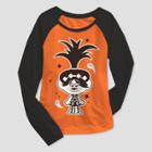 Girls' Trolls Poppy Halloween Long Sleeve Raglan T-shirt - Orange