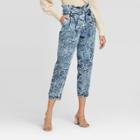 Women's High-rise Ankle Length Paperbag Pants - Who What Wear Acid Wash 2, Women's, Blue