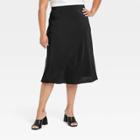 Women's Plus Size Bias Midi Skirt - Ava & Viv Black X
