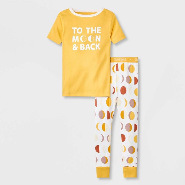 Toddler Girls' 2pc Moon Pajama Set - Cat & Jack Yellow