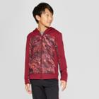 Boys' Printed Tech Fleece Full Zip Hoodie - C9 Champion Burgundy Crater Print