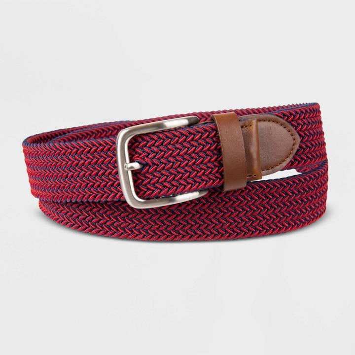 Men's Stretch Web Belt - Goodfellow & Co Navy/red M, Men's, Size: Medium,