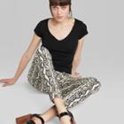 Women's Short Sleeve V-neck Fitted T-shirt - Wild Fable Black