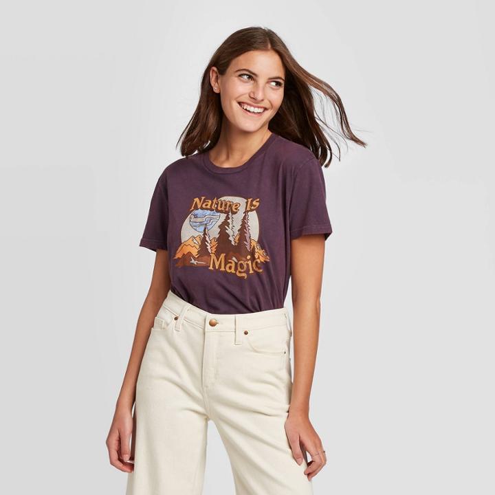 Women's Nature Is Magic Short Sleeve Graphic T-shirt - Fifth Sun (juniors') - Deep Purple
