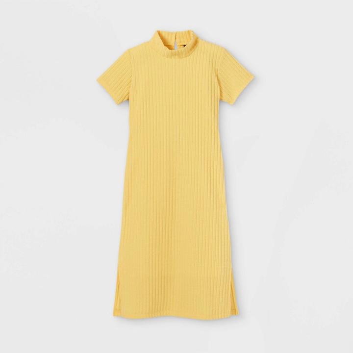 Girls' Mock Neck Midi Dress - Art Class Yellow