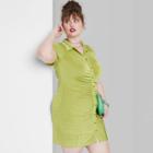 Women's Plus Size Short Sleeve Button-front Bodycon Dress - Wild Fable