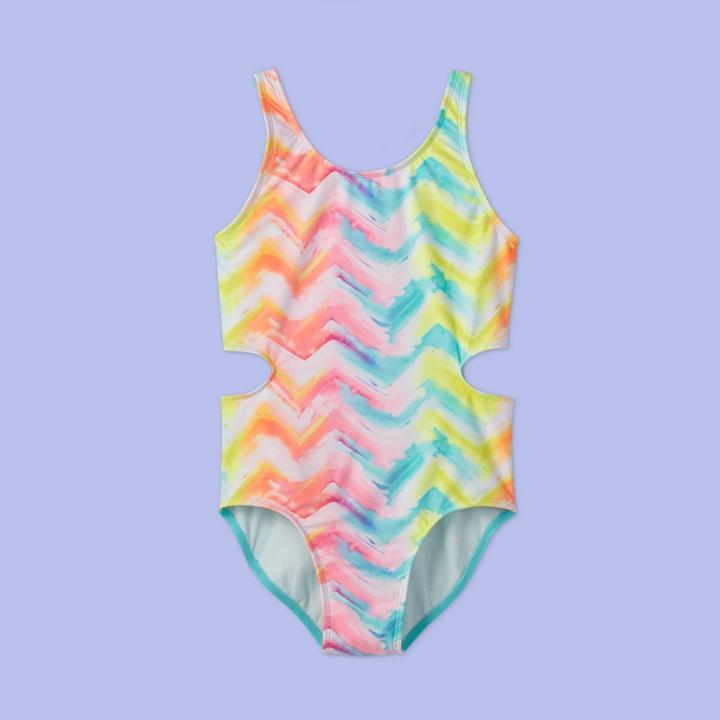 More Than Magic Girls' Chevron Tie-dye One Piece Swimsuit - More Than