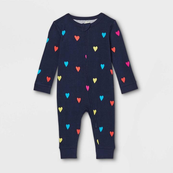 No Brand Baby Valentine's Day Heart Print Matching Family Pajamas - Navy