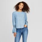 Women's Long Sleeve Interest Top - Universal Thread Blue