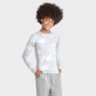 Boys' Long Sleeve Fitted Performance Camo Print Crew Neck T-shirt - All In Motion White Xs, Boy's, White Green