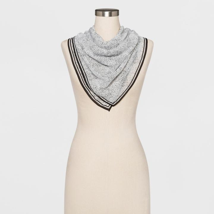 Women's Fashion Scarves Large Square - A New Day White/black