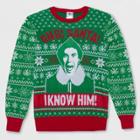 Men's Big & Tall Elf I Know Santa Ugly Holiday Sweatshirt - Green