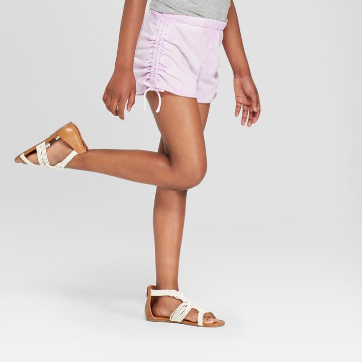 Girls' Ruched Sides Shorts - Art Class Purple