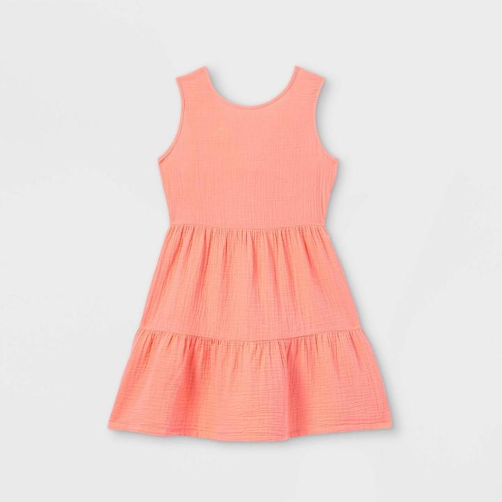 Girls' Gauze Sleeveless Dress - Cat & Jack Coral