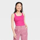Women's Slim Fit Square Neck Tank Top - A New Day Rose Pink