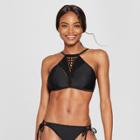Women's Macrame High Neck Bikini Top - Xhilaration Black D/dd Cup