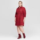 Women's Plus Size Plaid Flannel Shirt Dress - Ava & Viv Red