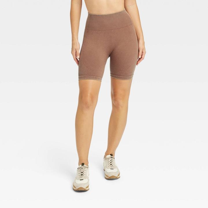 Women's High-rise Seamless Bike Shorts 6 - Joylab Brown