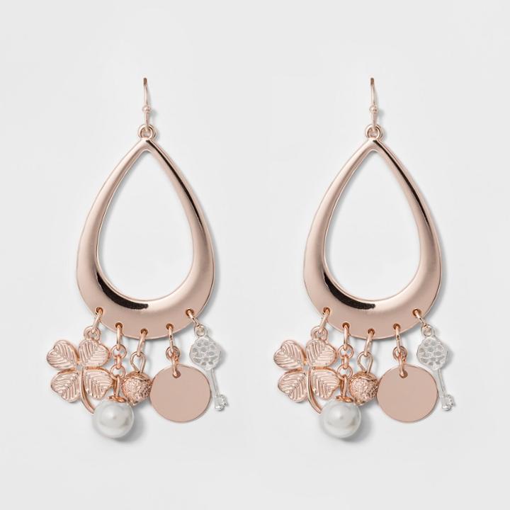Drop And Hanging Charms Earrings - A New Day Rose Gold