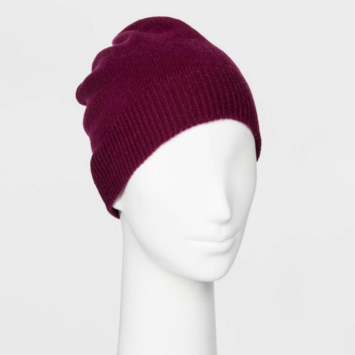 Women's Beanie Hats - A New Day Burgundy One Size, Women's, Red
