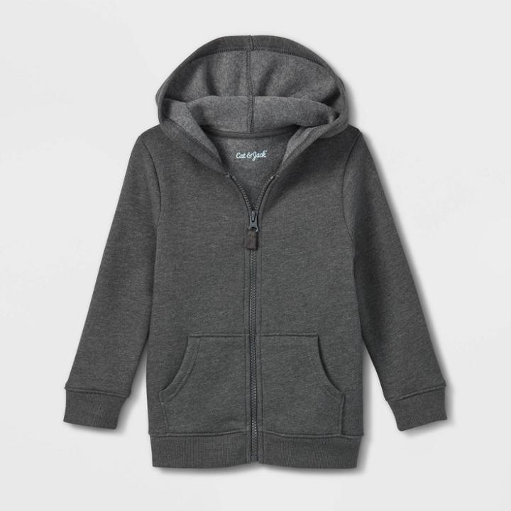 Toddler Boys' Fleece Zip-up Hoodie Sweatshirt - Cat & Jack Charcoal Gray