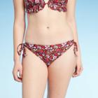 Women's Tie Side Bikini Bottom - Xhilaration Burgundy Floral Print L, Women's, Size: