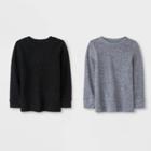 Toddler Boys' Long Sleeve 2pk Thermal T-shirts - Cat & Jack Heather Gray/black