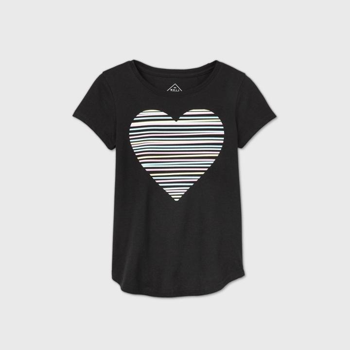 Girls' L.o.l. Vintage Rainbow Heart Short Sleeve Graphic T-shirt - Black